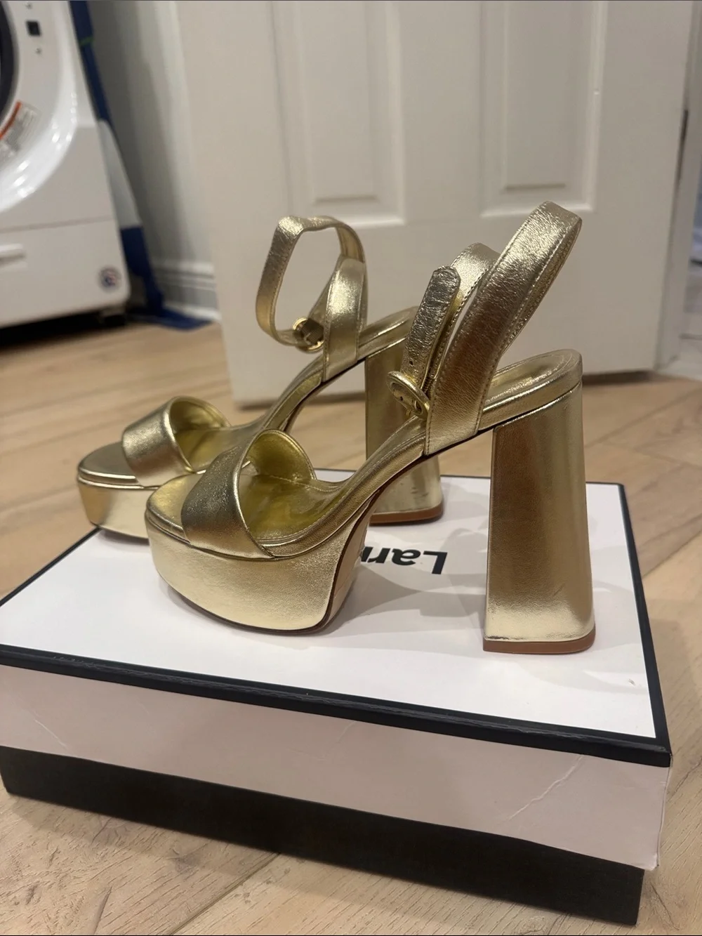 Larroude Dolly Platform Heel, metallic size 6, excellent condition